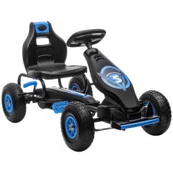 HOMCOM Pedal Go Kart για παιδιά από 5-12 ετών με ρυθμιζόμενο κάθισμα και φουσκωτούς τροχούς, μπλε