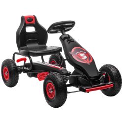 HOMCOM Pedal Go Kart για παιδιά από 5-12 ετών με ρυθμιζόμενο κάθισμα και φουσκωτούς τροχούς, κόκκινο
