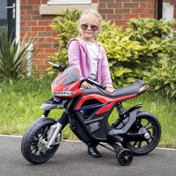 HOMCOM Moto Cross για παιδιά, ηλεκτρικό σκούτερ 6V ρεαλιστικό και ασφαλές με προβολείς και μουσική χρώμα κόκκινο και μαύρο