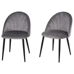 Σετ Homcom με 2 επικαλυμμένες καρέκλες τραπεζαρίας με σκανδιναβικό σχέδιο σε μέταλλο και γκρι βελούδο