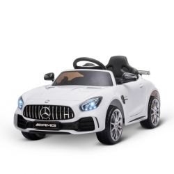 HOMCOM Electric Toy Car for Kids 12V με άδεια Mercedes-AMG GTR, Ταχύτητα 3-5km/h, Τηλεχειριστήριο, Φώτα και Ήχοι, Λευκό