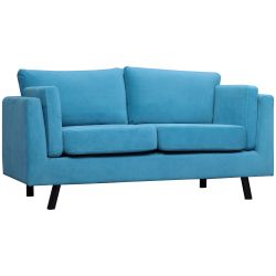 HOMCOM Μοντέρνος 2θέσιος καναπές με υποβραχιόνια με επένδυση, σε ύφασμα βελούδου εφέ και ξύλινα πόδια, 170x90x85 cm, μπλε