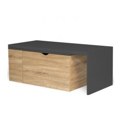 Περιστρεφόμενο και Επεκτεινόμενο Τραπέζι Σαλονιού 100 - 146.5 x 48 x 40 cm Χρώματος Καφέ Ανοιχτό - Σκούρο Γκρι Idomya 30087228