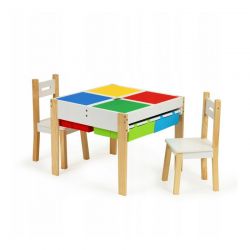 Παιδικό Σετ με Ξύλινο Τραπέζι και 2 Καρέκλες Ecotoys XKF002