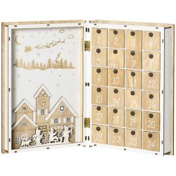 Ξύλινο Christmas Advent Calendar με Χριστουγεννιάτικα Θέματα 22 x 7 x 32 cm HOMCOM 830-521V00MX
