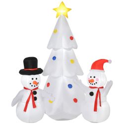 Χριστουγεννιάτικο Φουσκωτό Δέντρο με Χιονάνθρωπους και φωτάκια LED HOMCOM 844-414V90