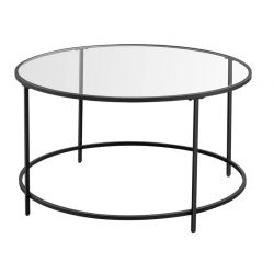 Μεταλλικό Στρογγυλό Τραπέζι Σαλονιού με Γυάλινη Επιφάνεια 84 x 45 cm Χρώματος Μαύρο VASAGLE LGT021B01 - 12 άτοκες δόσεις και 5% cash back
