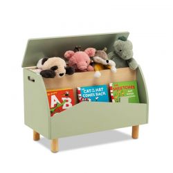 Παιδικό Ξύλινο Κουτί Αποθήκευσης Παιχνιδιών με 1 Ράφι 60 x 30 x 44 cm Costway TP10082GN