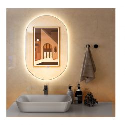 Οβάλ Καθρέπτης Μπάνιου με LED Φωτισμό 80 x 50 cm Costway BA7872DE