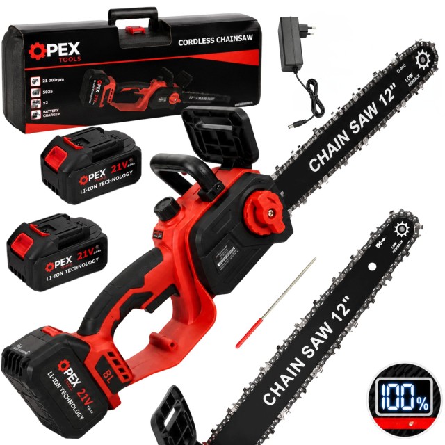 Verk Group Αλυσοπρίονο Μπαταρίας 21V με 2 Μπαταρίες 3Ah OPEX TOOLS , Λάμα 12, Brushless, με Βαλίτσα 5907451391457
