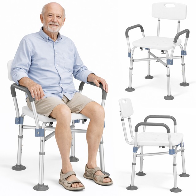 BAKAJI Ρυθμιζόμενο Σκαμπό Μπάνιου για Ηλικιωμένους ή Άτομα με Περιορισμένη Κινητικότητα και Αναπηρίες 02001901