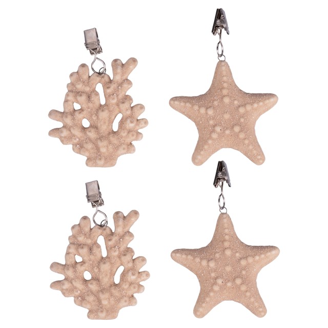 Villa dEste Home Σετ 4 Βαρίδια Τραπεζομάντηλου από Κεραμικό σε Στυλ Ακτής σε Χρώμα Άμμου Ocean 5921056