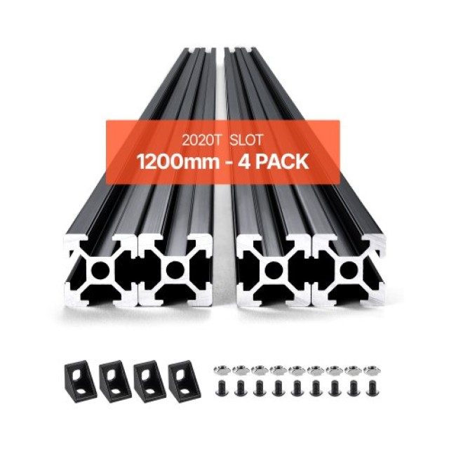 VEVOR 4PCS 1200mm T Slot 2020 Ανοδιωμένη Γραμμική Ράγα Αλουμινίου 2020OBLXC4JZ2RFAO001V0