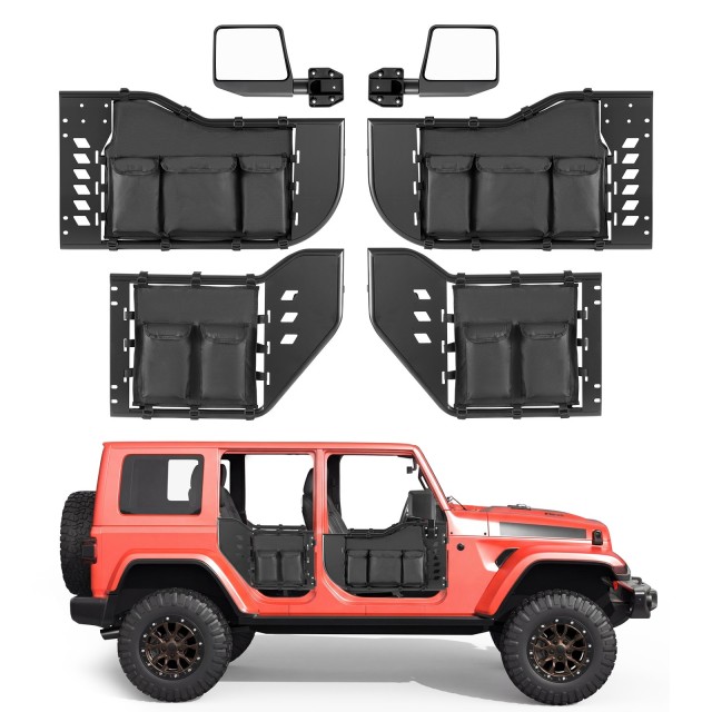 VEVOR Τζιπ Σωλήνα Πόρτες, 4-Πόρτες, Συμβατές με Jeep Wrangler JL 2018-2026 & Gladiator JT 2020-2026, Χάλυβας Εκτός Δρόμου Μπροστινές & Πίσω Ημιδιαφανείς Πόρτες με Πιστοποιημένους Καθρέπτες και Θήκη Αποθήκευσης JPC4MCXBBHCSNBU5J001V0
