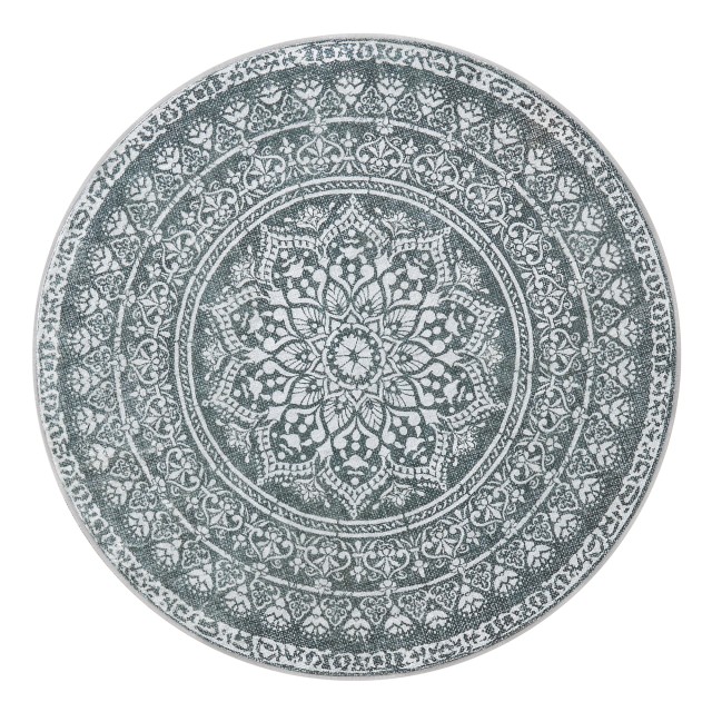 SONGMICS Στρογγυλό Χαλί Boho Στυλ Ανθρακί Γκρι 160x160cm TAR052G02