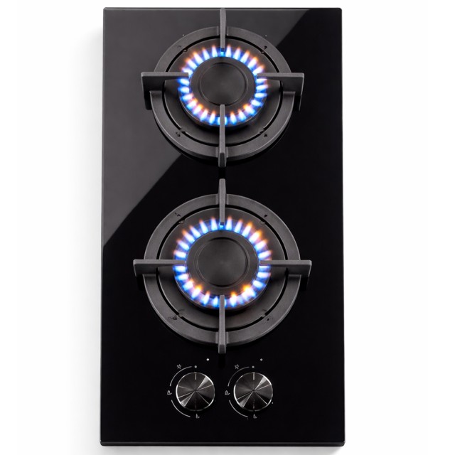 BAKAJI Εντοιχιζόμενη Κεραμική Εστία 2 Εστιών με Χυτοσιδηρές Πλάκες 52x29cm 02001834