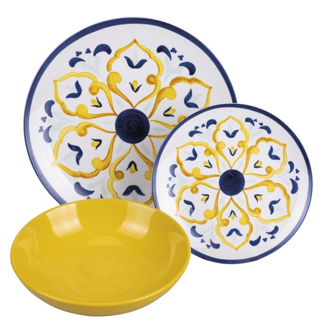 Villa DEste  Σετ πιάτων 18 τεμαχίων από πορσελάνη και πέτρα για 6 θέσεις τραπεζιού, διαφορετικά Sicilia 5918183