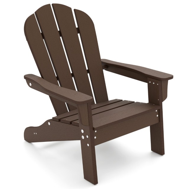 Costway Παιδική Καρέκλα Adirondack από HDPE 53,5 x 52 x 64 εκ. με Εργονομική Πλάτη Καφέ NP11919CF