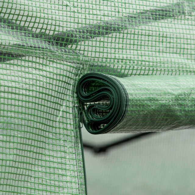 Θερμοκήπιο Outsunny Outdoor Tunnel με κάλυμμα πολυαιθυλενίου, αρθρωτή πόρτα και 6 παράθυρα, πράσινο 845-619V01