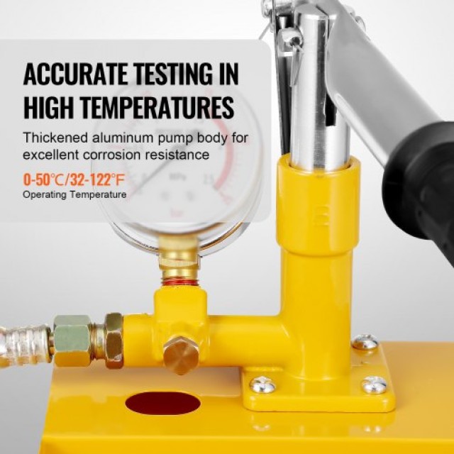 VEVOR  Αντλία Υδροστατικής Δοκιμής, Μέγ. 25 bar/362 PSI, Χειροκίνητο Υδραυλικό Κιτ Δοκιμής Πίεσης Νερού με Βαλβίδα και Δείκτη, Δοχείο 1.4 Γαλ, Σωλήνας 3 ft με Σύνδεσμο 1/2 για Αγωγούς SYCSBDF14JL07JBUIV0