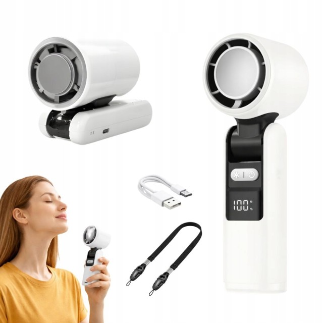 Verk Group Φορητός Ανεμιστήρας USB με 199 Ταχύτητες, Αναδιπλούμενος, με Φακό και Οθόνη 5907451381588