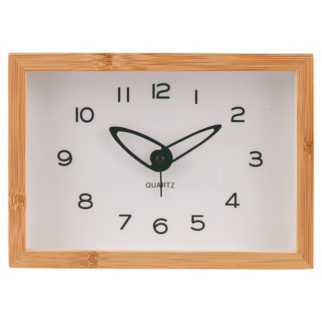 Galileo Ορθογώνιο Επιτραπέζιο Ρολόι με Ξυπνητήρι 19x13,8 cm σε Μινιμαλιστικό Φυσικό Στυλ με Μπαμπού Πλαίσιο και Λευκό Καντράν - Sibilla 5925999