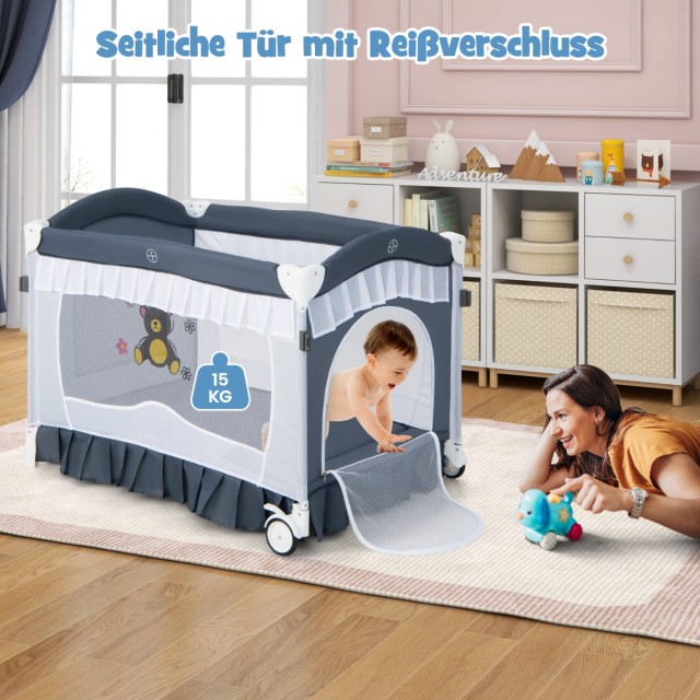 Costway Πολυλειτουργικό Βρεφικό Κρεβάτι 4-σε-1 με Διαστάσεις 66 x 90 x 110 εκ. BE10018GR