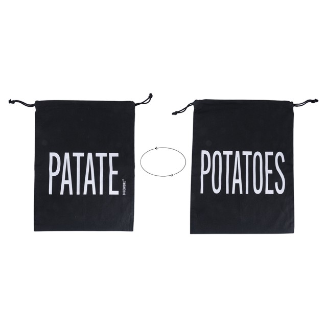 Villa dEste Home Διπλής Όψεως Βαμβακερή Τσάντα Πατάτας με Κορδόνι Κλεισίματος Μαύρη Bigismore 5920925