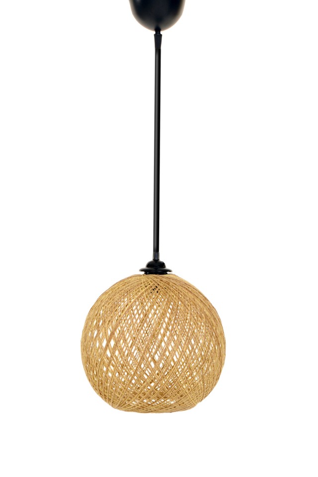 Κρεμαστό Φωτιστικό Jute Boho Σκούφου 22x24x55cm E27 40W Κίτρινο-Καφέ 390FLH1573