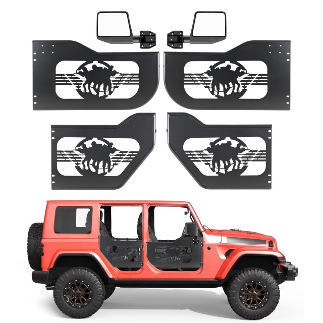 VEVOR Σωληνωτές Ημιπόρτες Jeep 4 Θυρών για Wrangler JL 2018-2026 & Gladiator JT 2020-2026, Σχέδιο Soldier, Εμπρός/Πίσω με DOT Καθρέφτες και Λαστιχένια Προστατευτικά JPC4MCXSBTA2GJ12U001V0