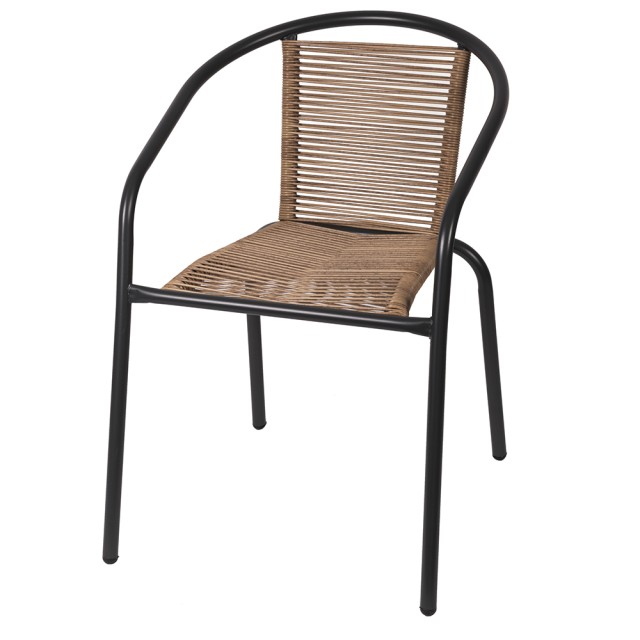 Galileo Καρέκλα εξωτερικού χώρου με μπράτσα, απομίμηση ρατάν, μεταλλική κατασκευή 51x67x72 cm Est 5914298