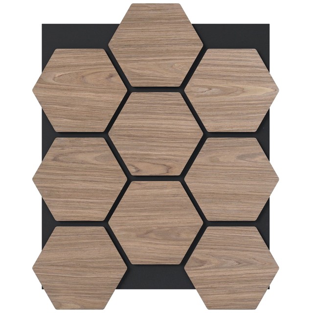 Costway Σετ 4 Ηχοαπορροφητικών Πάνελ Τοίχου με 9 Εξάγωνα Φυσικά Ξύλινα Πλαίσια 81 x 66 x 1.8 cm HZ10407NA