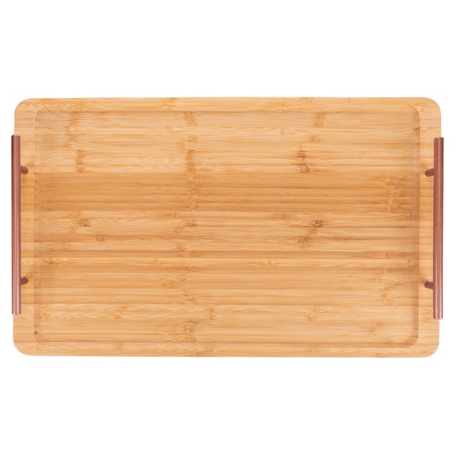 Villa DEste  Ορθογώνιος δίσκος 50x30 εκ σε μπαμπού με χερούλια rose gold Natural 2188499