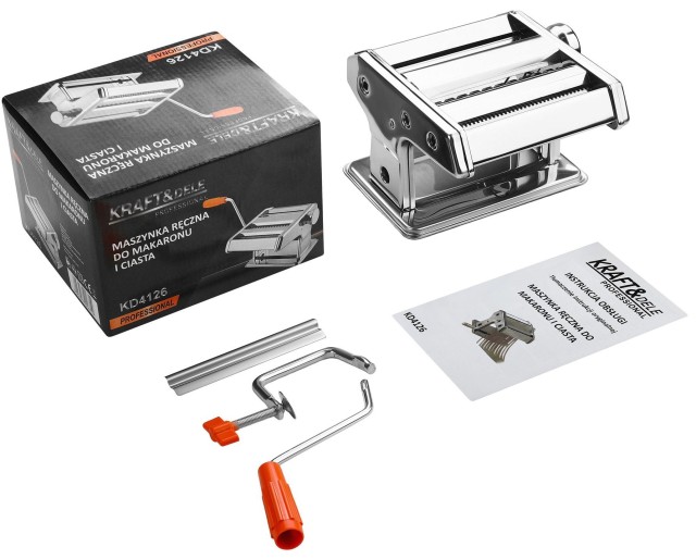 Kraft&Dele Χειροκίνητη Μηχανή Ζυμαρικών από Ανοξείδωτο Ατσάλι με Ρυθμιζόμενο Πάχος και 2 Τύπους Κοπής KD-4126