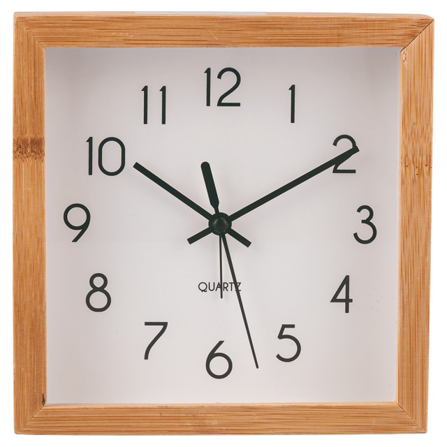 Galileo Ρολόι Επιτραπέζιο με Ξυπνητήρι 16x163 cm Μινιμαλιστικού Φυσικού Στυλ με Μπαμπού Πλαίσιο και Λευκό Καντράν Sibilla 5926000