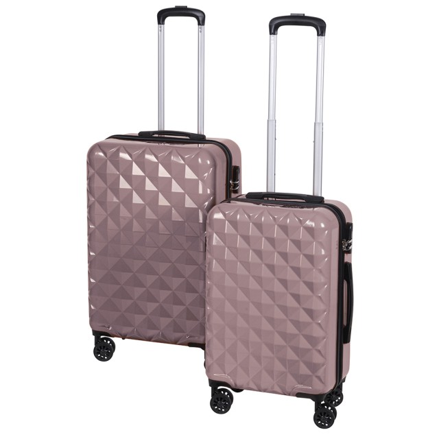 Galileo Σετ 2 βαλίτσες ροζ χρυσό με 4 περιστρεφόμενες ρόδες 360, κλείσιμο με κωδικό, διπλό εξωτερικό φερμουάρ Diamond 5905391