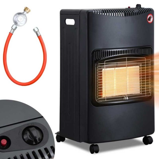 BAKAJI Μεταλλική Θερμάστρα Υγραερίου 15Kg με 3 Επίπεδα Ισχύος 4200W Μαύρο μαζί με Ρυθμιστικό Κιτ 02841767