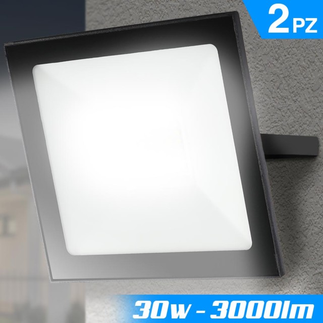 BAKAJI Σετ 2 Fari Led 30W Υψηλής Φωτεινότητας 3000lm Λευκός Προβολέας Εξωτερικού Χώρου Slim 02833077