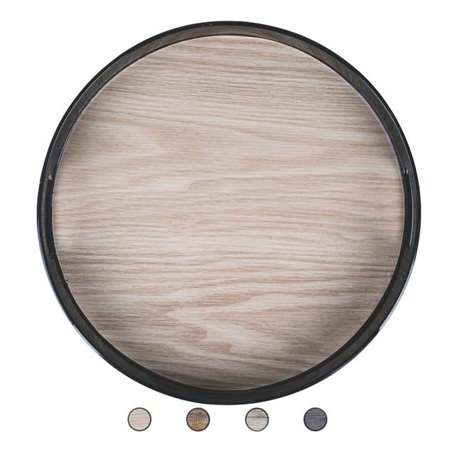 Galileo Στρογγυλός δίσκος 33 cm από πλαστικό PP με ξύλινη όψη, με διπλή λαβή και υπερυψωμένο χείλος Sibilla 2188012 Τυχαία Επιλογή Χρωμάτων