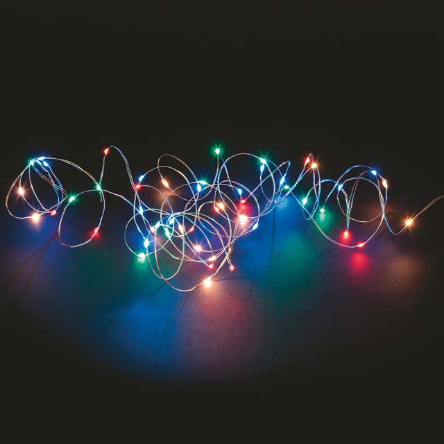 Galileo Σειρά από 30 πολύχρωμα μικρο-LED με μπαταρία, εσωτερικής χρήσης, 3 μέτρα - Santas House 5921267