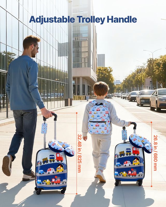 VEVOR Παιδικό Σετ Βαλίτσας 5 τεμαχίων με Ροδάκια, Σακίδιο & Μαξιλάρι, Εγκεκριμένο για Αεροπορική Χρήση 5JTETXLX5PCSL7TXG001V0