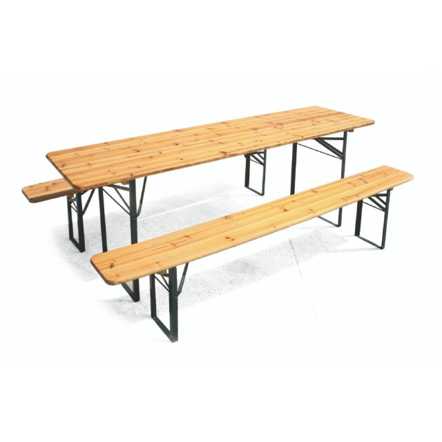 Galileo Πάγκος μπιραρίας με 2 πάγκους από ξύλο και ανθρακούχο ατσάλι 200x70x76 εκ. πτυσσόμενη κατασκευή Est 2193288