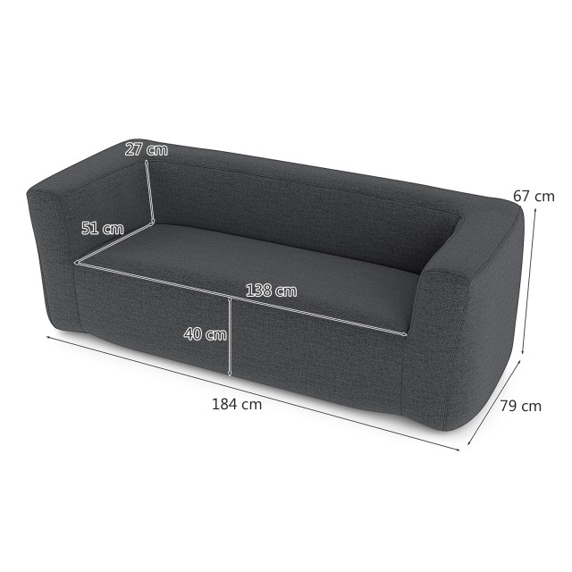 Costway Φορητός διπλός φουσκωτός καναπές με αφαιρούμενο κάλυμμα και φαρδιούς μπράτσους σε γκρι χρώμα HV10821GR