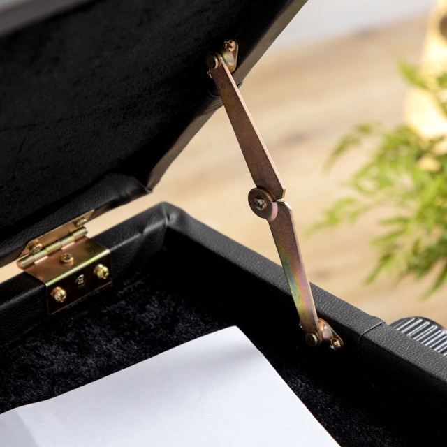 HOMCOM Σκαμπό για Πιάνο με Ρυθμιζόμενο Ύψος και Ξύλινο Αποθηκευτικό Χώρο και Τεχνητό Δέρμα 63x35x46-56cm Μαύρο F12-010V00BK