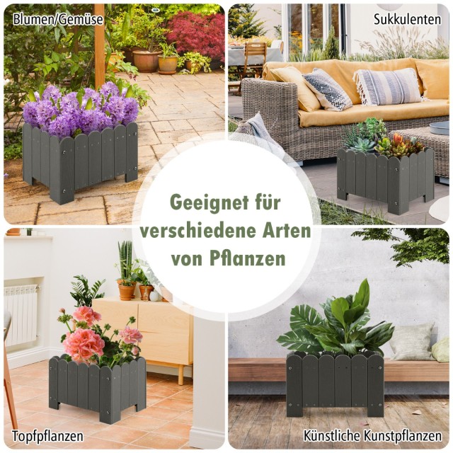 Costway Γλάστρες Κήπου Ανθεκτικές HDPE 45x32x30 εκ. Γκρι GT4116GR-2