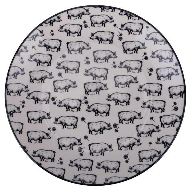 Villa dEste Home Σετ 6 τμχ Πιατάκι Φρούτων 19 εκ. από Πορσελάνη με Διακόσμηση Γουρουνάκι Farm 5923360