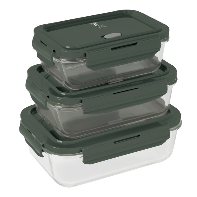 Berlinger Haus Σετ 3 τμχ Δοχεία Φαγητού με Καπάκια  Matte Green Collection BH-8791