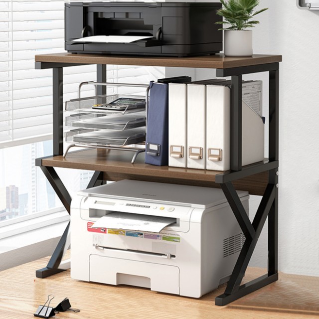 Shally Dogan  Υποστήριξη για εκτυπωτή ράφι ραφιέρα αποθήκευσης καρυδιά και μαύρο 3 επιπέδων  02840245