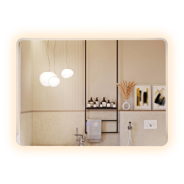 Costway Φωτιζόμενος καθρέφτης μπάνιου LED με αντιθαμβωτική λειτουργία και ρυθμιζόμενο φωτισμό 70 x 50 cm BA8445