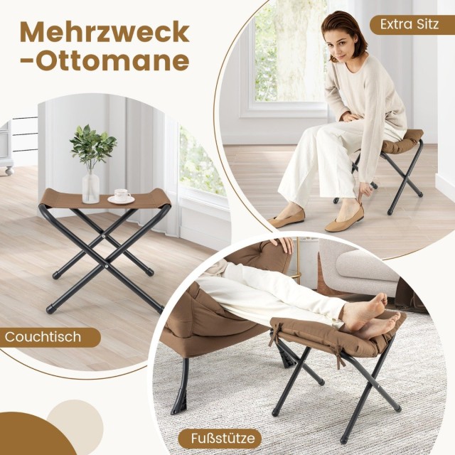 Costway Σύγχρονη Πολυθρόνα και Σκαμπό 75 x 81 x 94,5cm NP10119CF
